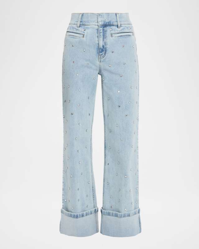 Raquel Embellished Wide-Leg Jeans